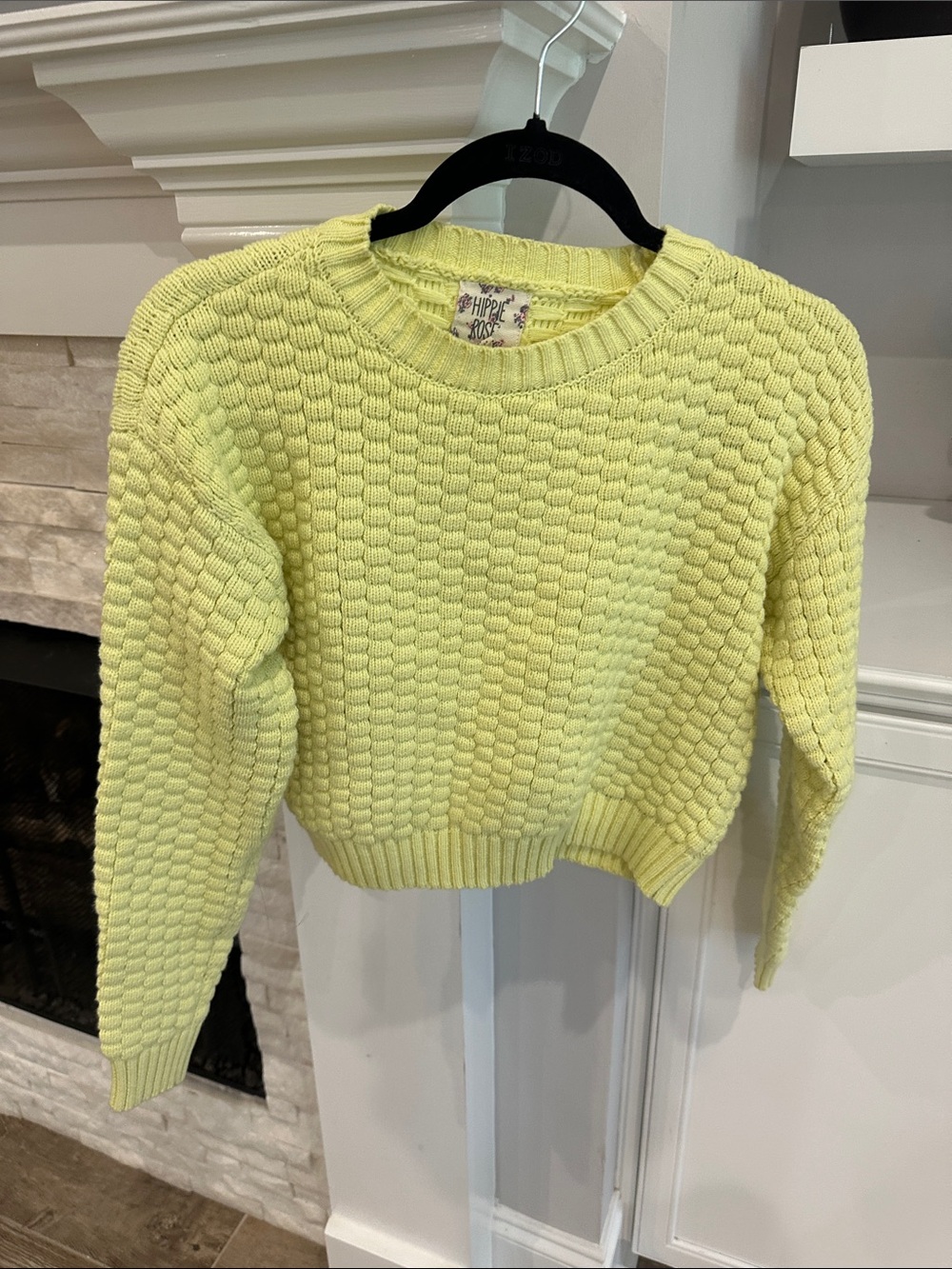 Hippie Rose Bright Lemon Crewneck Textured Knit Sweater
